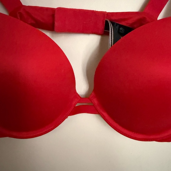 Victoria's Secret Red Padded Bra with Embellished Logo Straps - Picture 2 of 7